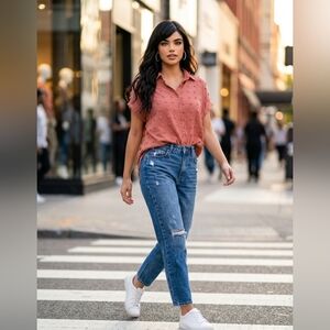 Stylish Coral Button Down Shirt for Women